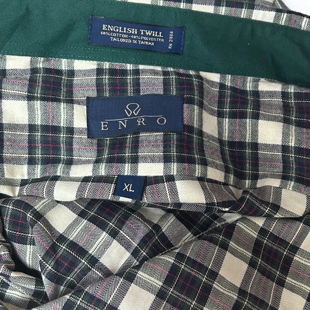 ENRO Classic Plaid Shirt Work English Twill Tartan Plaid Button Down Collar - Picture 9 of 13